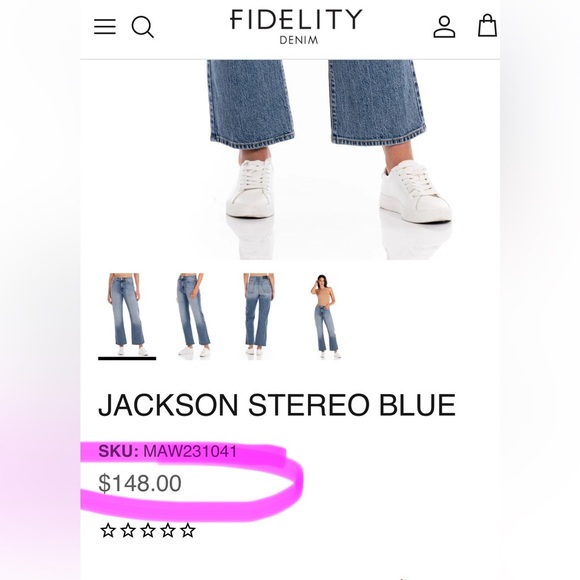 Fidelity Denim Modern America JACKSON STEREO BLUE Denim Jeans | NEW/NWT!!💙👖💙 - Picture 5 of 10